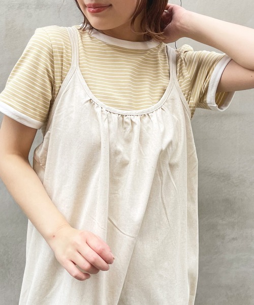 frunco（フランコ）の「細ボーダー配色Tシャツ（Tシャツ/カットソー・レディース・ブラック/グリーン/イエロー/ピンク/オレンジ・FREE）」の16枚目の写真