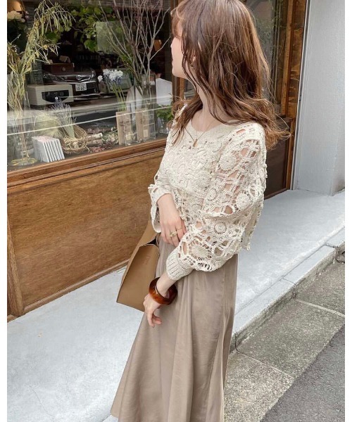 cle（クレ）の「クロシェ編みレーストップス（Tシャツ/カットソー・レディース・アイボリー・FREE）」の2枚目の写真