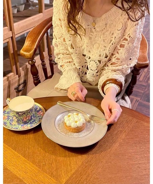 cle（クレ）の「クロシェ編みレーストップス（Tシャツ/カットソー・レディース・アイボリー・FREE）」の4枚目の写真