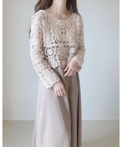 cle（クレ）の「クロシェ編みレーストップス（Tシャツ/カットソー・レディース・アイボリー・FREE）」の5枚目の写真