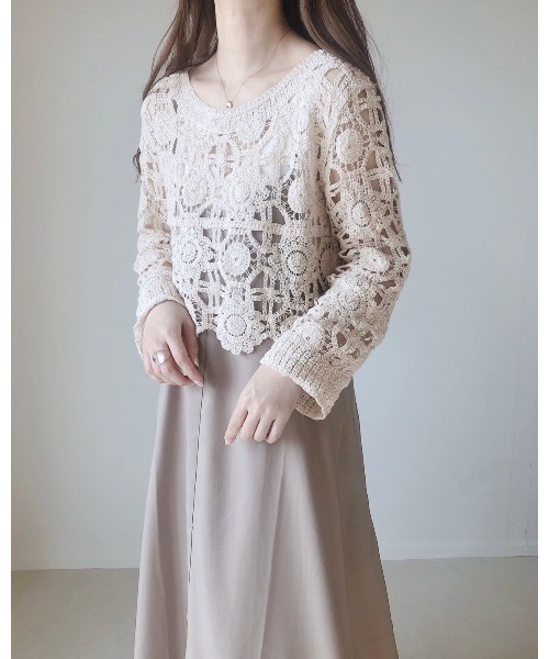 cle（クレ）の「クロシェ編みレーストップス（Tシャツ/カットソー・レディース・アイボリー・FREE）」の7枚目の写真