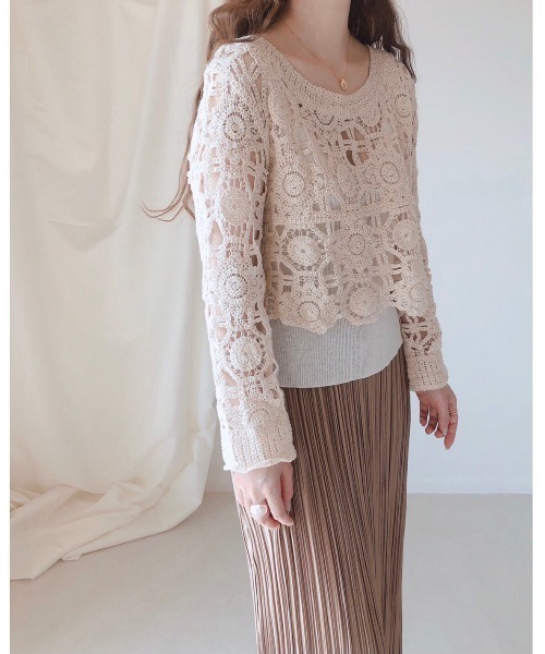 cle（クレ）の「クロシェ編みレーストップス（Tシャツ/カットソー・レディース・アイボリー・FREE）」の15枚目の写真