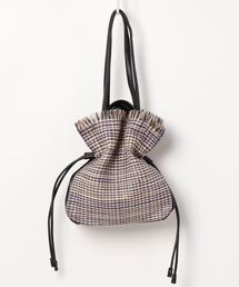 Te chichi | マダガスカルラフィアチェックミニ巾着(かごバッグ)