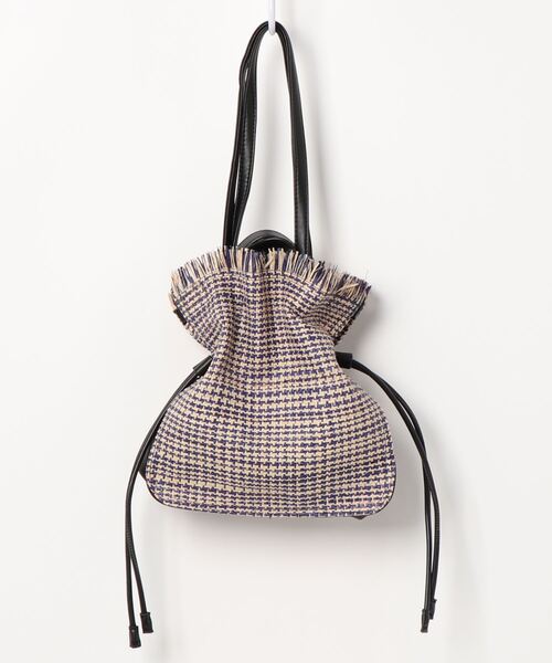 Te chichi（テチチ）の「マダガスカルラフィアチェックミニ巾着（かごバッグ・レディース・レッド/ネイビー・ﾌﾘ-）」の6枚目の写真