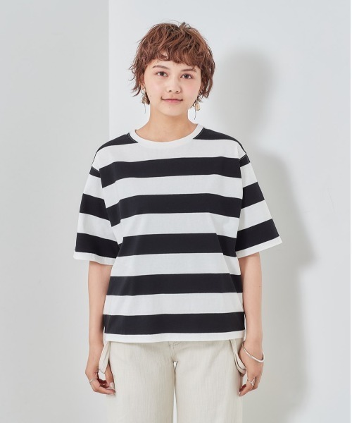 cepo（セポ）の「ボーダーショートスリーブＴｅｅ（Tシャツ/カットソー・レディース・ブラック/パープル/キャメル・M）」の4枚目の写真