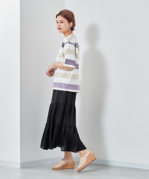 cepo（セポ）の「ボーダーショートスリーブＴｅｅ（Tシャツ/カットソー・レディース・ブラック/パープル/キャメル・M）」の15枚目の写真