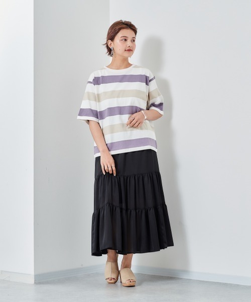 cepo（セポ）の「ボーダーショートスリーブＴｅｅ（Tシャツ/カットソー・レディース・ブラック/パープル/キャメル・M）」の14枚目の写真