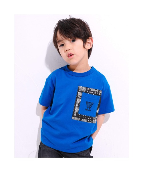 パッチ ポケット ワイド パッチ Tシャツ 天竺 ワイド 100 160cm Tシャツ カットソー Wask ワスク のファッション Wask ペイズリー 半袖 柄 柄