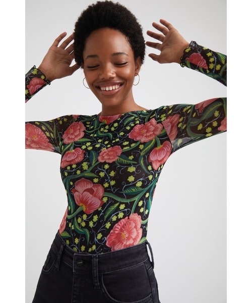 Desigual(デシグアル)の「花柄 スリムボディスーツ(その他トップス・レディース・ブラック・2L/S/M/L)」の8枚目の写真