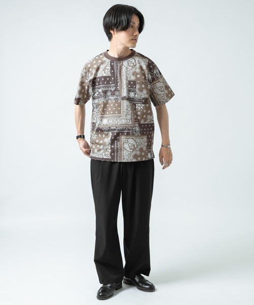 ITEMS URBANRESEARCH（アイテムズ アーバンリサーチ）の「『セットアップ着用可能』クレイジーペイズリー半袖Tシャツ（Tシャツ/カットソー・メンズ・ブラウン/ネイビー/ブラック・LARGE/MEDIUM）」の10枚目の写真