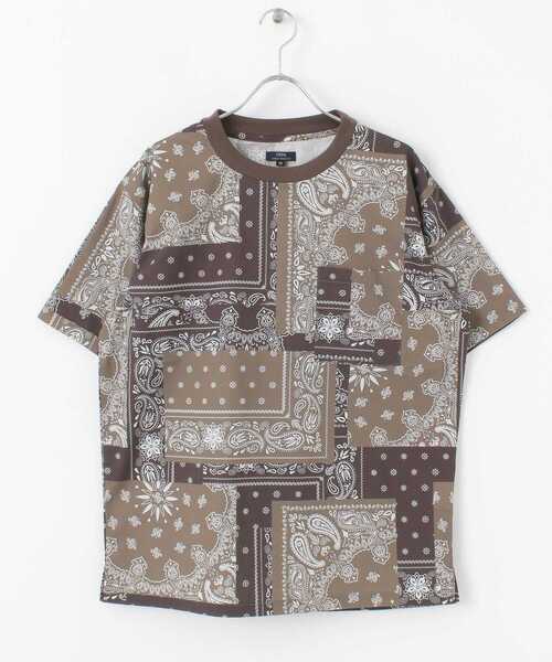 ITEMS URBANRESEARCH（アイテムズ アーバンリサーチ）の「『セットアップ着用可能』クレイジーペイズリー半袖Tシャツ（Tシャツ/カットソー・メンズ・ブラウン/ネイビー/ブラック・LARGE/MEDIUM）」の4枚目の写真