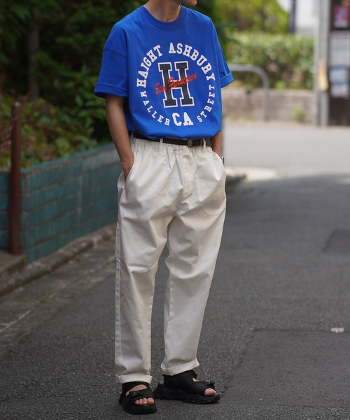 SPINNS（スピンズ）の「【ビッグサイズ】HAIGHT CA フロントロゴ×刺繍カレッジTシャツ（Tシャツ/カットソー・メンズ・ホワイト/ブルー/グリーン・ONESIZE）」の19枚目の写真