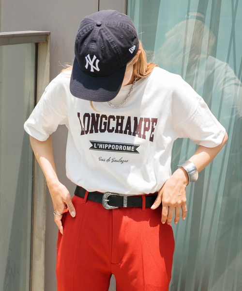 Adoon plain（アドーンプレーン）の「【華奢見え！】アソートプリントTシャツ（Tシャツ/カットソー・レディース・ホワイト/ネイビー/オフホワイト/オレンジ・FREE）」の2枚目の写真