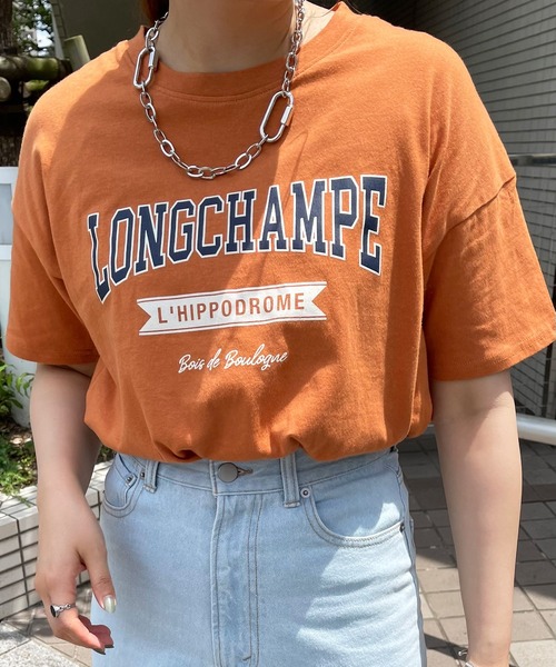 Adoon plain（アドーンプレーン）の「【華奢見え！】アソートプリントTシャツ（Tシャツ/カットソー・レディース・ホワイト/ネイビー/オフホワイト/オレンジ・FREE）」の4枚目の写真