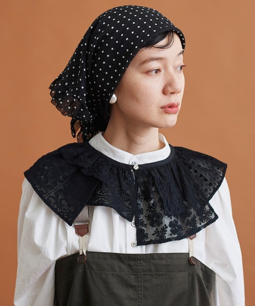 Malle（マル）の「Malle　いろいろレース付け衿（付け襟・レディース・ブラック/オフホワイト/ブルー・FREE）」の3枚目の写真