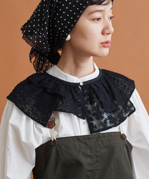 Malle（マル）の「Malle　いろいろレース付け衿（付け襟・レディース・ブラック/オフホワイト/ブルー・FREE）」の5枚目の写真