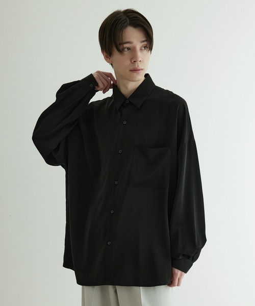 JUNRED(ジュンレッド)の「オーバーサイズドレープシャツ(シャツ/ブラウス・メンズ・ホワイト/ブラック/ブルー系その他4/グリーン系その他・S/M/L)」の3枚目の写真