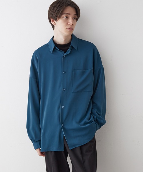 JUNRED(ジュンレッド)の「オーバーサイズドレープシャツ(シャツ/ブラウス・メンズ・ホワイト/ブラック/ブルー系その他4/グリーン系その他・S/M/L)」の5枚目の写真