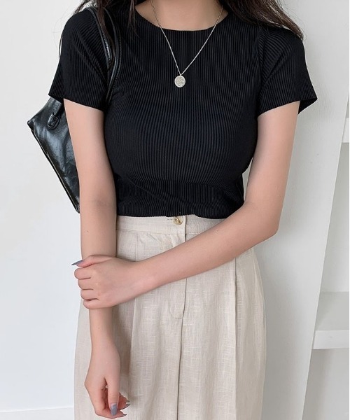 merongshop(メロンショップ)の「MERONGSHOP ディーププリーツTシャツ(Tシャツ/カットソー・レディース・ホワイト/ブラック/スカイブルー・FREE)」の7枚目の写真