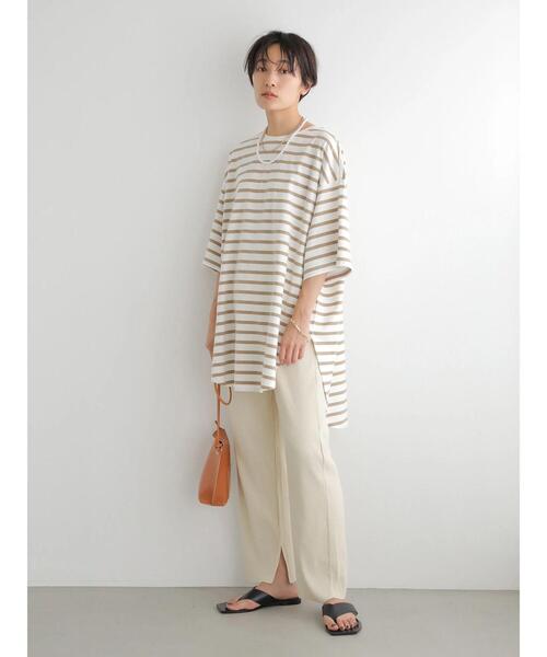 AMERICAN HOLIC（アメリカンホリック）の「裾ラウンド5分袖カットチュニック（Tシャツ/カットソー・レディース・アイボリー/イエロー系その他2/ブラック系その他4・M/L）」の13枚目の写真