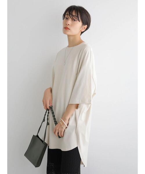 AMERICAN HOLIC（アメリカンホリック）の「裾ラウンド5分袖カットチュニック（Tシャツ/カットソー・レディース・アイボリー/イエロー系その他2/ブラック系その他4・M/L）」の15枚目の写真