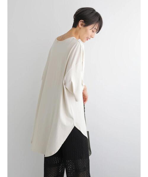 AMERICAN HOLIC（アメリカンホリック）の「裾ラウンド5分袖カットチュニック（Tシャツ/カットソー・レディース・アイボリー/イエロー系その他2/ブラック系その他4・M/L）」の16枚目の写真