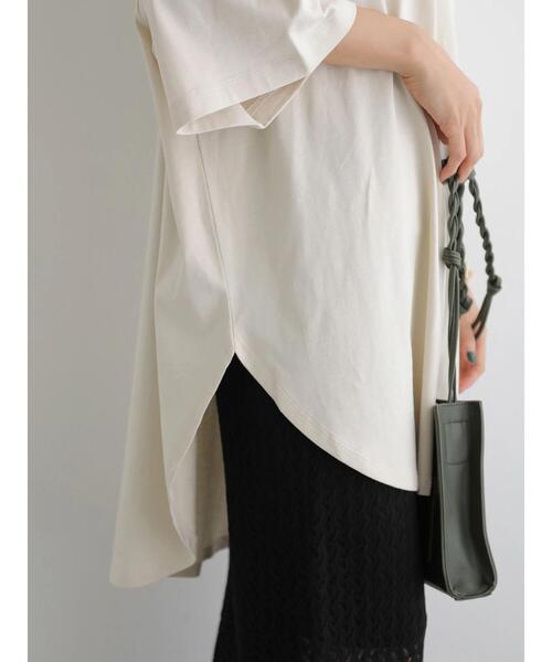 AMERICAN HOLIC（アメリカンホリック）の「裾ラウンド5分袖カットチュニック（Tシャツ/カットソー・レディース・アイボリー/イエロー系その他2/ブラック系その他4・M/L）」の19枚目の写真