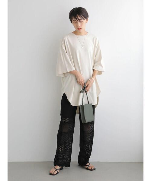 AMERICAN HOLIC（アメリカンホリック）の「裾ラウンド5分袖カットチュニック（Tシャツ/カットソー・レディース・アイボリー/イエロー系その他2/ブラック系その他4・M/L）」の20枚目の写真