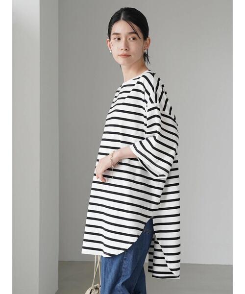 AMERICAN HOLIC（アメリカンホリック）の「裾ラウンド5分袖カットチュニック（Tシャツ/カットソー・レディース・アイボリー/イエロー系その他2/ブラック系その他4・M/L）」の22枚目の写真