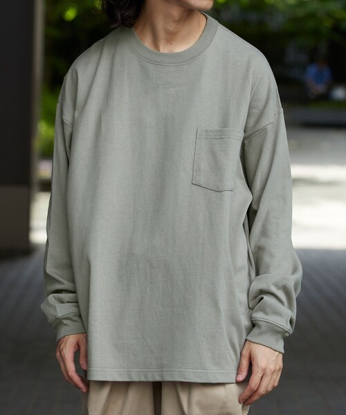 FREAK'S STORE（フリークスストア）の「WEB限定 ビッグシルエット マックスウェイト ロングスリーブ クルーネックTシャツ/ロンT/ヘビーウェイト（Tシャツ/カットソー・メンズ・ブラウン/ダークグリーン/ホワイト/ブラック/グレイッシュベージュ/杢グレー・SMALL/LARGE/MEDIUM）」の5枚目の写真