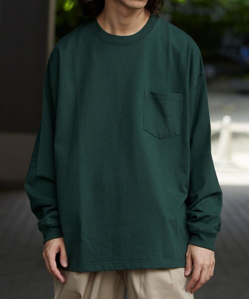 FREAK'S STORE（フリークスストア）の「WEB限定 ビッグシルエット マックスウェイト ロングスリーブ クルーネックTシャツ/ロンT/ヘビーウェイト（Tシャツ/カットソー・メンズ・ブラウン/ダークグリーン/ホワイト/ブラック/グレイッシュベージュ/杢グレー・SMALL/LARGE/MEDIUM）」の6枚目の写真