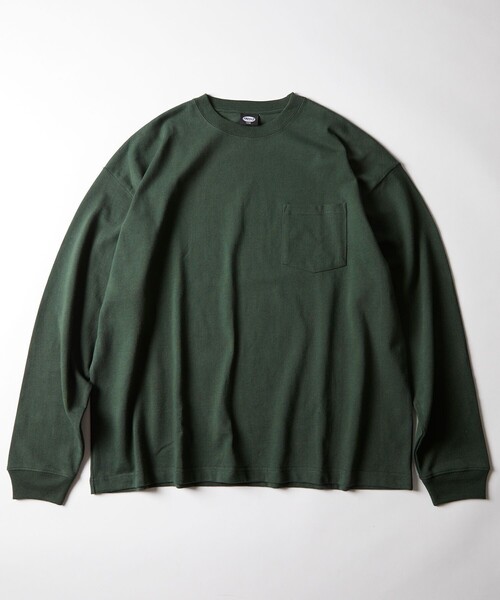 FREAK'S STORE（フリークスストア）の「WEB限定 ビッグシルエット マックスウェイト ロングスリーブ クルーネックTシャツ/ロンT/ヘビーウェイト（Tシャツ/カットソー・メンズ・ブラウン/ダークグリーン/ホワイト/ブラック/グレイッシュベージュ/杢グレー・SMALL/LARGE/MEDIUM）」の7枚目の写真