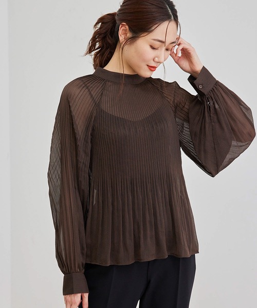 ROPE' PICNIC(ロペピクニック)の「【セットアップ対応】ガンクラブチェックブラウス(シャツ/ブラウス・レディース・ベージュ系その他/ダークブラウン/ブルー・38)」の2枚目の写真