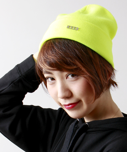 WEGO（ウィゴー）の「WEGO/プレートニットキャップ（ニットキャップ/ビーニー・メンズ・ブラック/杢グレー/イエロー/オレンジ・FREE）」の3枚目の写真