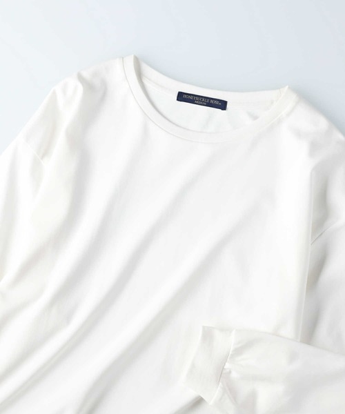 HONEYSUCKLE ROSE（ハニーサックルローズ）の「【HONEYSUCKLE ROSE】ラウンドビッグシルエットロンT（Tシャツ/カットソー・レディース・ライトブラウン/ホワイト/ブラック・M/L/S）」の6枚目の写真