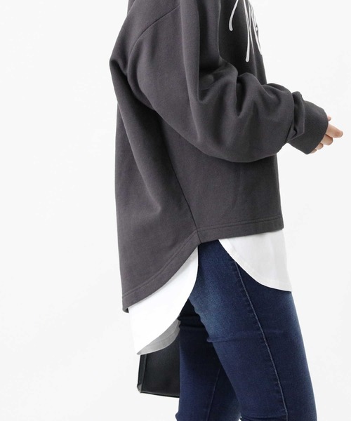 HONEYSUCKLE ROSE（ハニーサックルローズ）の「【HONEYSUCKLE ROSE】ラウンドビッグシルエットロンT（Tシャツ/カットソー・レディース・ライトブラウン/ホワイト/ブラック・M/L/S）」の18枚目の写真