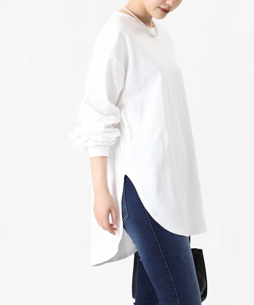 HONEYSUCKLE ROSE（ハニーサックルローズ）の「【HONEYSUCKLE ROSE】ラウンドビッグシルエットロンT（Tシャツ/カットソー・レディース・ライトブラウン/ホワイト/ブラック・M/L/S）」の15枚目の写真