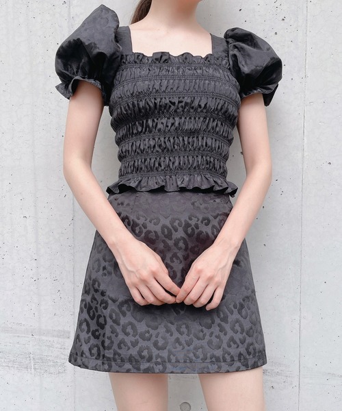 lilLilly（リルリリー）の「レオパードジャガードスカート（スカート・レディース・ブラック/アイボリー・SMALL/MEDIUM）」の6枚目の写真