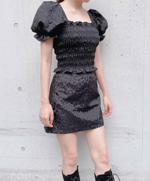 lilLilly（リルリリー）の「レオパードジャガードスカート（スカート・レディース・ブラック/アイボリー・SMALL/MEDIUM）」の7枚目の写真