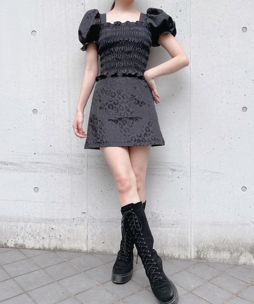 lilLilly（リルリリー）の「レオパードジャガードスカート（スカート・レディース・ブラック/アイボリー・SMALL/MEDIUM）」の12枚目の写真