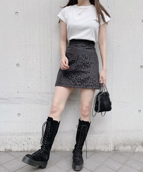 lilLilly（リルリリー）の「レオパードジャガードスカート（スカート・レディース・ブラック/アイボリー・SMALL/MEDIUM）」の18枚目の写真