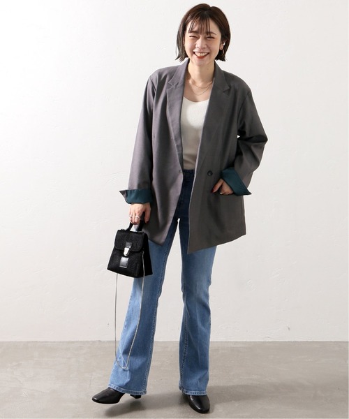 JOINT WORKS(ジョイントワークス)の「J-TRギャバ 1Bダブルジャケット(テーラードジャケット・レディース・チャコールグレー/ネイビー・FREE)」の6枚目の写真