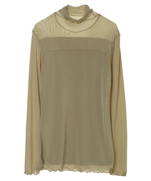 Green Parks(グリーンパークス)の「・novem9 シアーハイネックプルオーバー*(Tシャツ/カットソー・レディース・ベージュ/グレー/ライトカーキ/グレイッシュベージュ・FREE)」の22枚目の写真