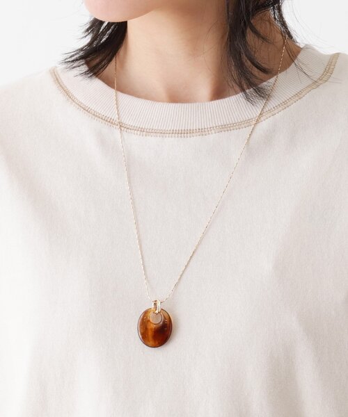 SHOO・LA・RUE（シューラルー）の「◆マーブルドロップネックレス（ネックレス・レディース・ダークブラウン/ナチュラル/グレー・00）」の5枚目の写真