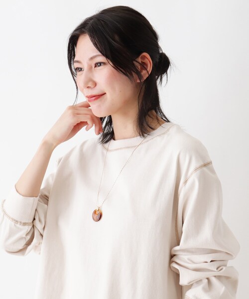 SHOO・LA・RUE（シューラルー）の「◆マーブルドロップネックレス（ネックレス・レディース・ダークブラウン/ナチュラル/グレー・00）」の4枚目の写真