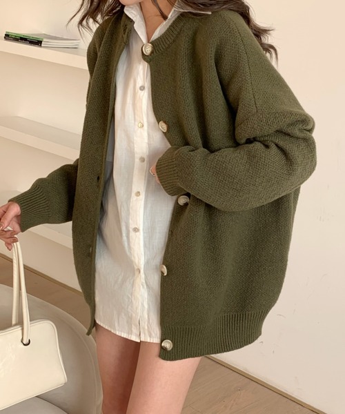 Diosfront（ディオスフロント）の「ボリュームスリーブビックシルエットカーディガン（カーディガン/ボレロ・レディース・ライトブルー/ブラック/ベージュ/ライトパープル/ネイビー/グレー/モカ/カーキ・FREE）」の5枚目の写真