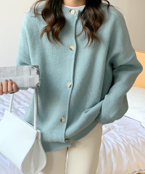 Diosfront（ディオスフロント）の「ボリュームスリーブビックシルエットカーディガン（カーディガン/ボレロ・レディース・ライトブルー/ブラック/ベージュ/ライトパープル/ネイビー/グレー/モカ/カーキ・FREE）」の6枚目の写真