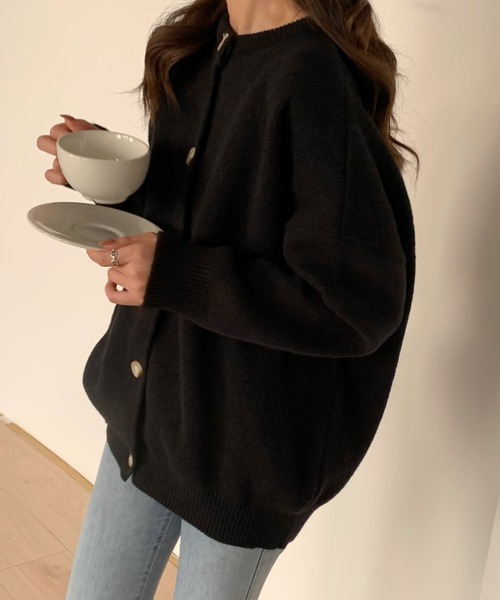 Diosfront（ディオスフロント）の「ボリュームスリーブビックシルエットカーディガン（カーディガン/ボレロ・レディース・ライトブルー/ブラック/ベージュ/ライトパープル/ネイビー/グレー/モカ/カーキ・FREE）」の2枚目の写真