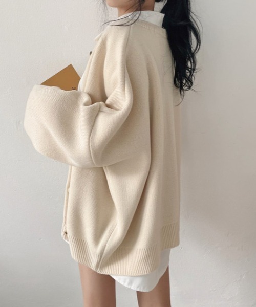 Diosfront（ディオスフロント）の「ボリュームスリーブビックシルエットカーディガン（カーディガン/ボレロ・レディース・ライトブルー/ブラック/ベージュ/ライトパープル/ネイビー/グレー/モカ/カーキ・FREE）」の12枚目の写真