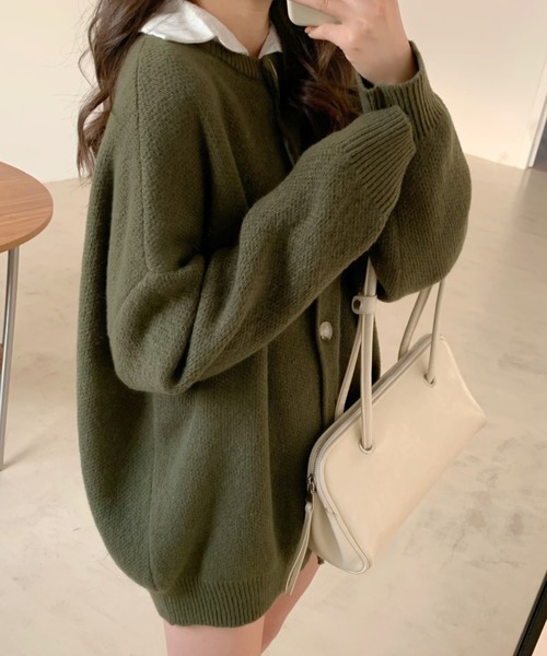 Diosfront（ディオスフロント）の「ボリュームスリーブビックシルエットカーディガン（カーディガン/ボレロ・レディース・ライトブルー/ブラック/ベージュ/ライトパープル/ネイビー/グレー/モカ/カーキ・FREE）」の13枚目の写真